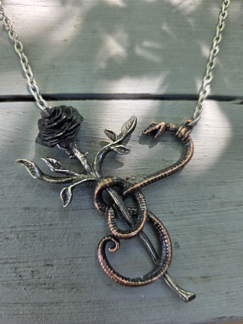Alchemy Gothic "A Rose for Eve" Serpent And Rose Necklace